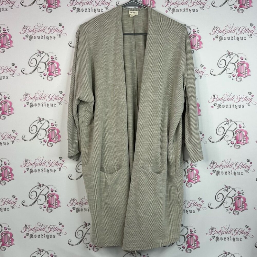 DONNI. Cardigan open front pockets beige Light Gray Women's Cardigan